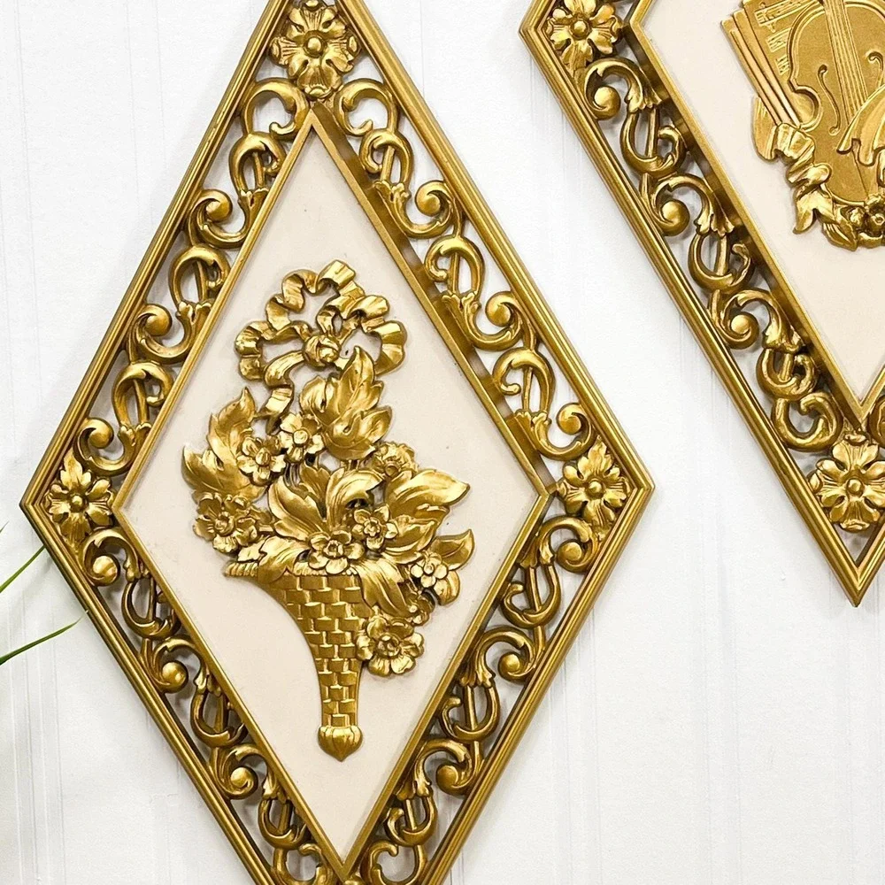 Faux Brass Gold‎ Wall Hanging Set of 2 - Burwood Interior Decor